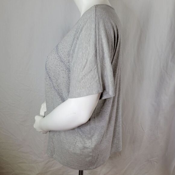 Lane Bryant Gray Embellished Short Sleeve Round Neck Top‎ - Picture 4 of 9
